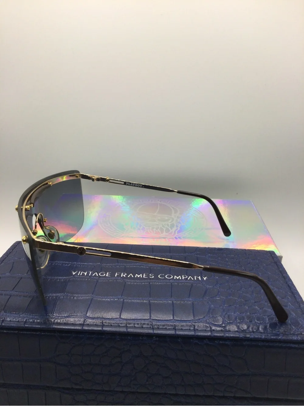 PLAYBOY Gold Frame Sunglasses with Iridescent Lenses